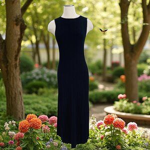 A New Day Black Ribbed Knit‎ Sleeveless Maxi Dress NWT Sustainable Size M